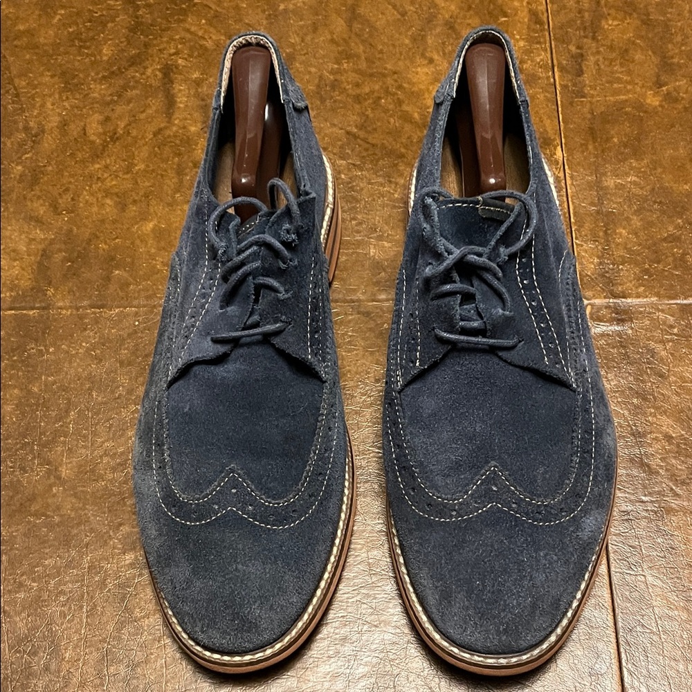 Men's Blue Suede Oxford Shoes